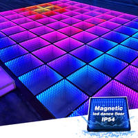 Plancher de danse interactif magnétique portable 3D à effet miroir infini, éclairage laser pour scène, mariage, DISCO, dalles de plancher de danse en ABS, matériau RGB