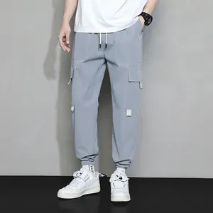 Fashion Men's Casual Overalls 2024 Spring And Summer Thin Leg Trousers Multi-pocket Functional Overalls Loose Overalls