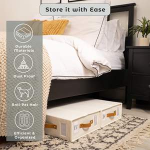 Sheet Organizers and Storage Bags for Bed Sheets Under Bed or Closet Storage <b>Boxes</b> with Dual Handles and Organization Labels - Product Image 5