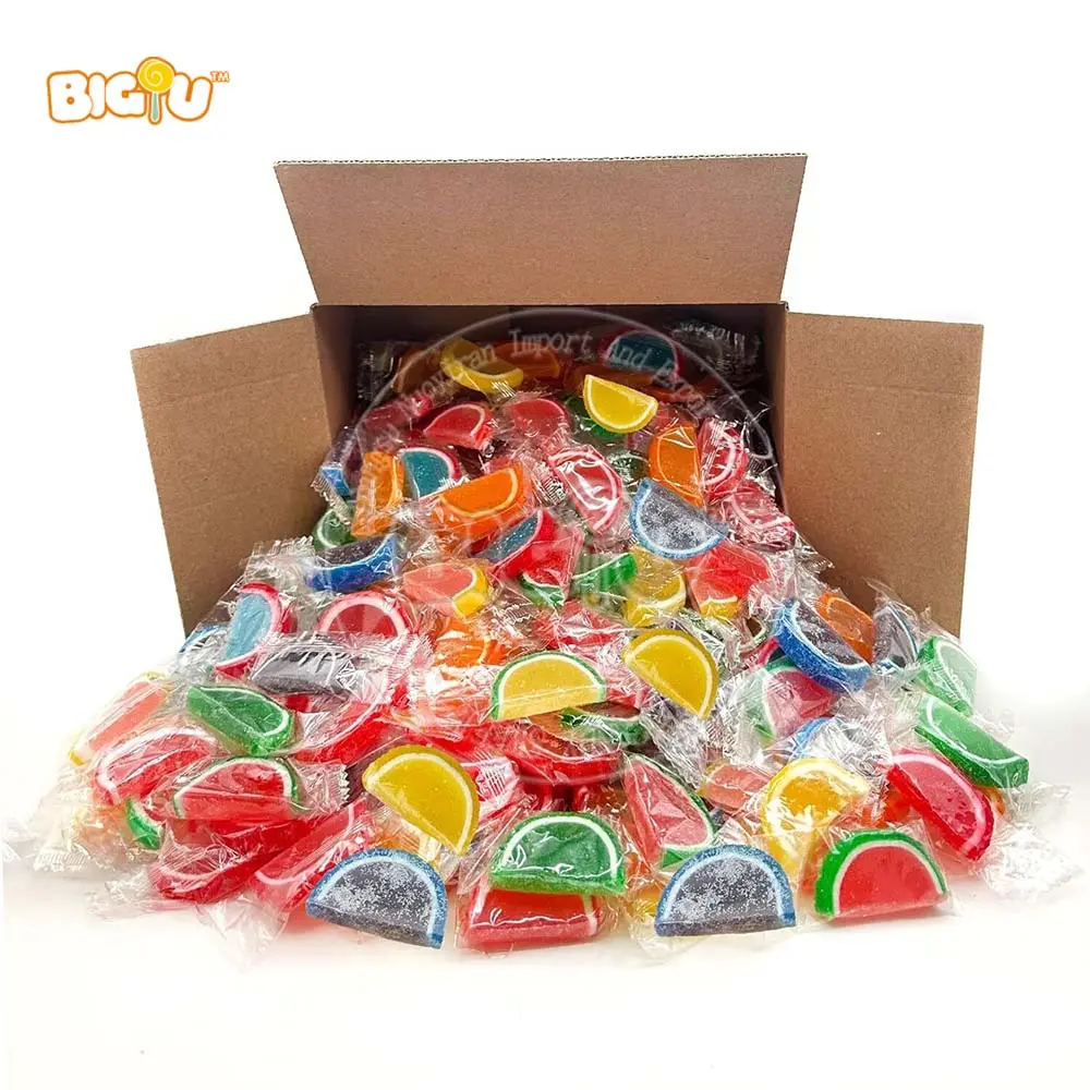 Gummy manufacture chewy soft candy private label Mix sweet bulk Sliced fruit jelly sweets