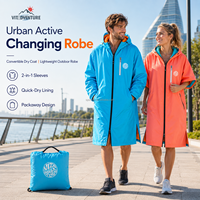 Robe de bain convertible avec logo personnalisé, imperméable, veste d'extérieur avec sac de rangement