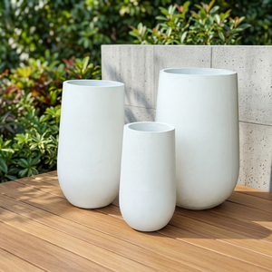 Juego de 3 Macetas Modernas de Hormigón al por Mayor, Macetas Ligeras de Fibrocemento para Jardín, Patio, Terraza y Paisajismo - Product Image 1