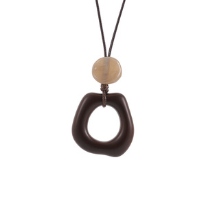 Collar con colgante geométrico vintage marrón Dinle para mujer, accesorio de moda informal - Product Image 3