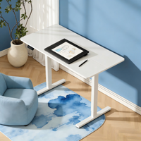 Bureau de travail électrique à moteur unique avec plateau en bois, réglable en hauteur, pour usage domestique ou professionnel