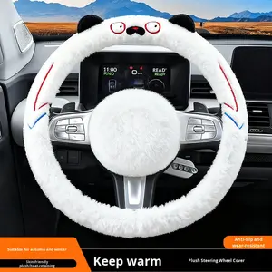 Chevrolet Audi Dodge Compatible couverture de <span class=keywords><strong>volant</strong></span> de voiture 4 rayons Style d'affaires en cuir véritable hiver Protection chaude anti-dérapant - Product Image 2