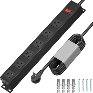 Tira de alimentación de gabinete de montaje en PDU de pared con <span class=keywords><strong>6</strong></span> salidas de CA y 1 enchufe de extensión de interruptor/Protector de sobrecarga contra sobretensiones PDU Placa de alimentación - Product Image 3