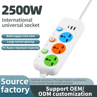 Multiprise DENIXI 2500W colorée haute puissance avec interrupteur indépendant, ports USB universels multiples + prise PD