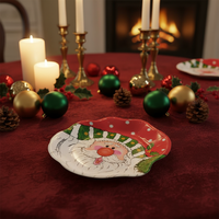 Assiette jetable ronde en plastique rigide PP imprimée Père Noël pour bébé, idéale pour les cadeaux d'affaires