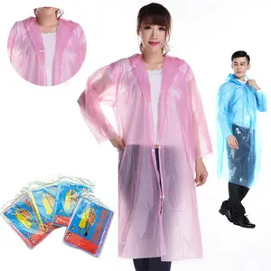 Disposable travel raincoat one-piece outdoor pullover type transparent raincoat PE thickened adult disposable raincoat wholesale