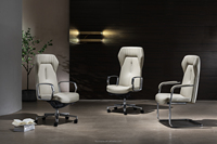 Dernières chaises pivotantes de réalisateur en cuir design Chaises de direction à dossier haut Chaises de bureau de patron en cuir PU blanc