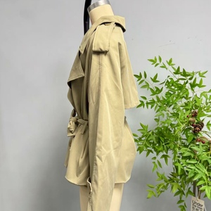 Abrigo Corto de Mujer con Doble Abotonadura, Estilo Vintage, Tejido de Punto, Holgado, Casual, con Cuello, Manga Larga, Cierre con Lazo y Forro de Poliéster - Product Image 3