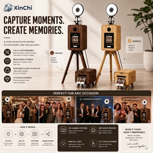 Retro Holz-Fotobox RGB-Farbbeleuchtung HD-Kamera DNP-Drucker 13,3-Zoll-Touchscreen Tragbarer Selfie-Kiosk - Product Image 6