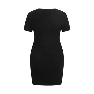 2025 vente en gros <span class=keywords><strong>de</strong></span> haute qualité robes d'été pour les femmes enceintes côté froncé couleur unie à manches courtes décontracté robe noire en Stock - Product Image 2