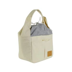 Sac à déjeuner isotherme en toile grande capacité personnalisé 2026, sac fourre-tout de pique-nique de voyage, mini boîte de rangement beige - Product Image 4