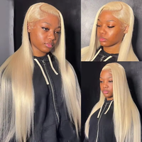 Perruque Weiqi Hair 613 Blonde, Perruque en Cheveux Humains Vierges Naturels avec Dentelle Transparente 13x4, Perruque Frontale en Dentelle Ondulée 613 Colorée pour Femmes Noires