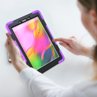 Samsung Galaxy Tab için bir 8.0 T290 T295 2019 silikon ve plastik combo sağlam omuz askısı ile
