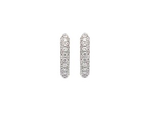 Boucles d'oreilles créoles en or blanc 18 carats avec une rangée de diamants, 56 diamants, 0,56 ct, bijoux minimalistes de luxe - Product Image 2