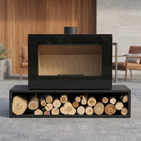 Cheminée autoportante en bois à écran plein en verre certifiée CE, haute efficacité 89%, chauffage 19/23KW pour Villa, Hôtel, Restaurant, OEM ODM
