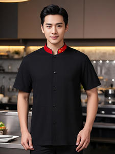 Venta caliente estilo chino impresión verano manga corta Catering Hotel Chef ropa de trabajo cocina trabajo Chef uniforme para hombres - Product Image 5