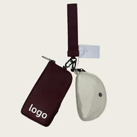 Portefeuille double compartiment pour poignet avec porte-clés, blocage RFID, étanche, en cuir PU, fermeture éclair, doublure polyester, pour usage quotidien