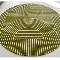 Tapis en acrylique tufté à la main, couleur verte, forme ronde, pour salon et chambre à coucher
