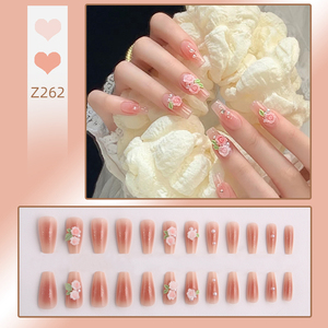 Z259-265 Descuento por Volumen 24 <span class=keywords><strong>Uñas</strong></span> <span class=keywords><strong>Postizas</strong></span> <span class=keywords><strong>de</strong></span> Cobertura Completa Estilo Francés ABS, Forma Cuadrada Corta, <span class=keywords><strong>Uñas</strong></span> <span class=keywords><strong>de</strong></span> Presión con <span class=keywords><strong>Pegamento</strong></span> Pre-diseñadas - Product Image 4