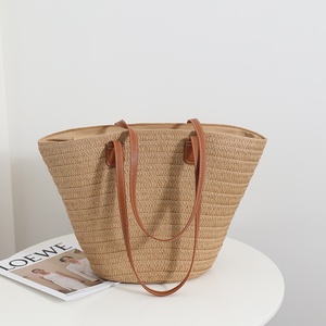 Borsa Tote da Donna <span class=keywords><strong>in</strong></span> Paglia Intrecciata Grande Capacità con Chiusura a Cerniera, Design Semplice Monospalla per Vacanze al Mare e Uso <span class=keywords><strong>in</strong></span> Spiaggia - Product Image 2