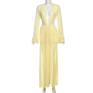 Elegant Women's Chiffon Maxi <strong>Dress</strong> New Casual Summer Pleated Sexy <strong>Open</strong> <strong>Breast</strong> <strong>Dress</strong> Sexy Bodycon Long <strong>Dress</strong> - Product Image 4