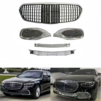Calandre avant chromée verticale style Maybach pour Mercedes Classe S W223 2021-2023 – Remplacement direct, amélioration esthétique
