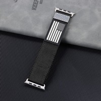 Convient pour Apple Watch Velcro Smart Watch avec drapeau Logo Bracelet en nylon 38/40/41mm 42/44/45/49mm Respirant