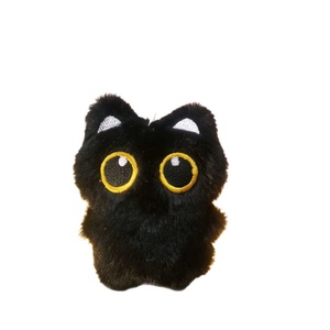 Black <b>Plush</b> <b>Cat</b> Stuffed Animal Toy Soft Fuzzy <b>Cat</b> Doll Embroidered Eye Doll for Gift and Bedroom Decor - Product Image 6