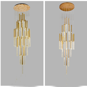 Lampu JC Tangga Kristal Emas, Lampu Gantung Kristal, Lampu Banister Kontemporer, Liontin Tinggi Dapat Disesuaikan dengan Gelembung Di Dalam - Product Image 4