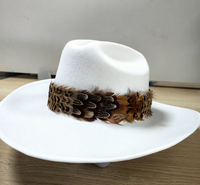 Bande de chapeau en plumes de coq naturelles, ruban de couture, frange pour hommes et femmes, chapeau de cowboy, fedora, accessoire de coiffure