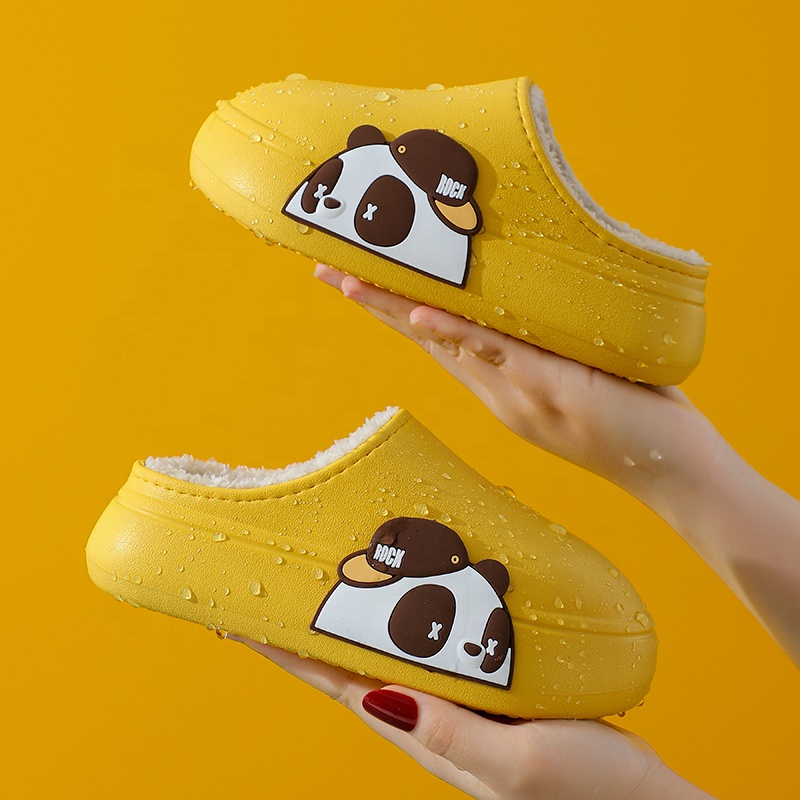 2021 Прямая продажа с фабрики, мультяшная панда, высокое качество, теплая водонепроницаемая садовая обувь, детские Тапочки