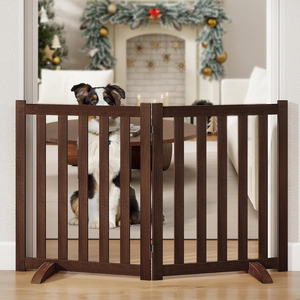Barrière <span class=keywords><strong>pour</strong></span> <span class=keywords><strong>chien</strong></span> en bois massif sur mesure, pliable, autoportante, <span class=keywords><strong>pour</strong></span> intérieur, 2 panneaux, <span class=keywords><strong>pour</strong></span> chiots, <span class=keywords><strong>pour</strong></span> portes et escaliers - Product Image 1