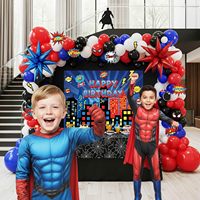 Kit Dekorasi Balon Spiderman, Lengkungan Balon, Stiker Kartu, Versi Glossy, Balon Mylar Tema Spider, Dekorasi Pesta