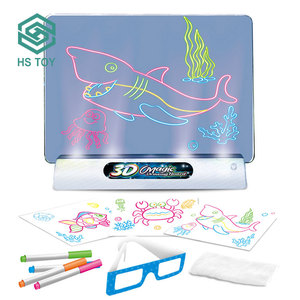 HS Mainan Anak-anak Hadiah Diy Mainan Sketsa Tablet Pendidikan Mini 3D Papan Gambar Ajaib dengan Baterai - Product Image 1