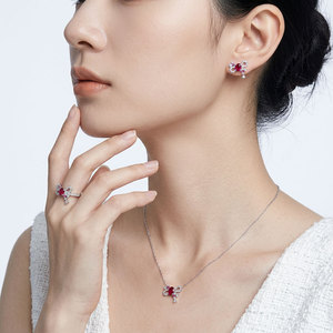 Nouveaux produits en gros du fabricant : Ensemble de bijoux en rubis, or blanc massif 18 carats, diamants naturels véritables, pierres précieuses, bijoux en rubis - Product Image 5