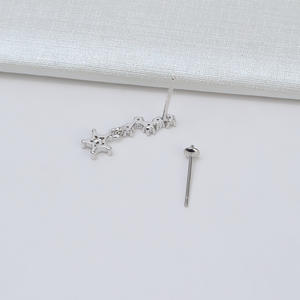 Boucles d'oreilles en argent S925 Wenchi en forme de cœur pour femmes, accessoires DIY avec perles 8-9, support en or 18 carats, bijoux personnalisés, modèle 16218 - Product Image 4