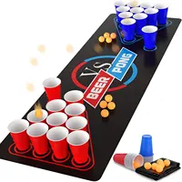 Açık taşınabilir kuyruk sarhoş oyunları bira Pong seti Beer Pong masası Mat içme oyunları yetişkinler için parti