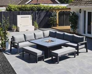 Patio Melbury sofà componibile in alluminio divano esterno Set Lounge Set mobili <span class=keywords><strong>da</strong></span> <span class=keywords><strong>giardino</strong></span> <span class=keywords><strong>con</strong></span> <span class=keywords><strong>tavolo</strong></span> a Gas fuoco - Product Image 3