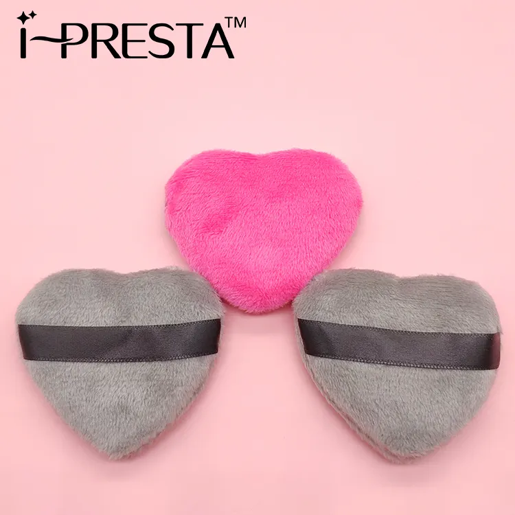 Multiple color round / triangle /heart shape cotton powder puff cosmetic makeup 100% cotton powder puff