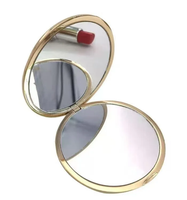 Miroir de poche personnalisé avec logo, en acier inoxydable, double face, pliable, avec revêtement en époxy