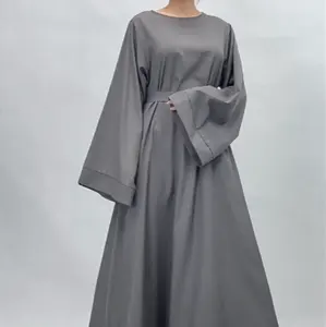 Phụ Nữ Hợp Thời Trang S Hồi Giáo Quần Áo Abaya khiêm tốn Ăn Mặc Với Thắt Lưng Rắn Màu Abaya
