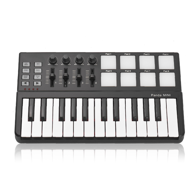 Portable 25 Keys USB Keyboard MIDI Controller with Colorful Drum Pad Panda MINI