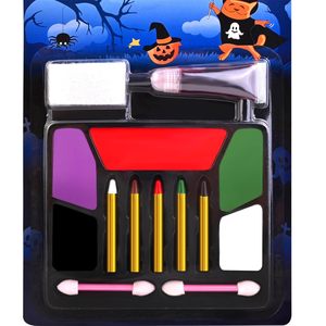 No tóxico hipoalergénico Halloween <span class=keywords><strong>Zombie</strong></span> maquillaje Kit Horror cara pintura conjunto falso sangre crayones esponja maquillaje para Cosplay Joker - Product Image 1