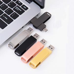 Top Quality High-speed Swivel Design 2-in-1 Otg <b>Usb</b> <b>Flash</b> <b>Drive</b> 64gb 32gb 16gb Metal Type-c <b>Usb</b> Stick for Smartphones <b>Usb</b> Memory - Product Image 3