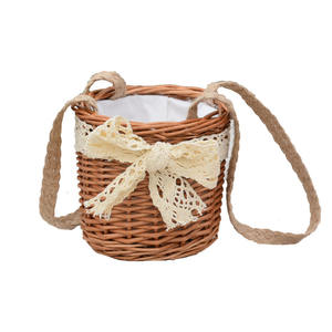 Cestas de regalo de mimbre baratas de paja, cesta tejida de ratán, paquete de cubo, Mini cesta pequeña, bolsa de paja dura con asas - Product Image 5