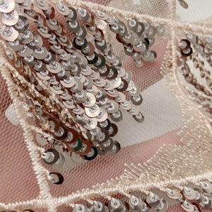 Sexy Design Polyester Knitted <strong>Net</strong> Mesh Embroidery Fancy Gold Spangle Tassels <strong>Sequin</strong> <strong>Fabric</strong> for Party Dress - Product Image 4