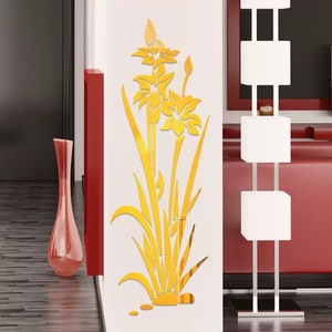 Haute Qualité Auto-Adhésif Acrylique Lily <span class=keywords><strong>Stickers</strong></span> Muraux Miroir Lily Sticker Mural pour <span class=keywords><strong>Chambre</strong></span> Creative TV Fond Mur Décor - Product Image 4